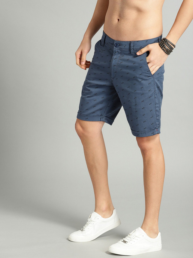 Roadster Printed Men Blue Chino Shorts 