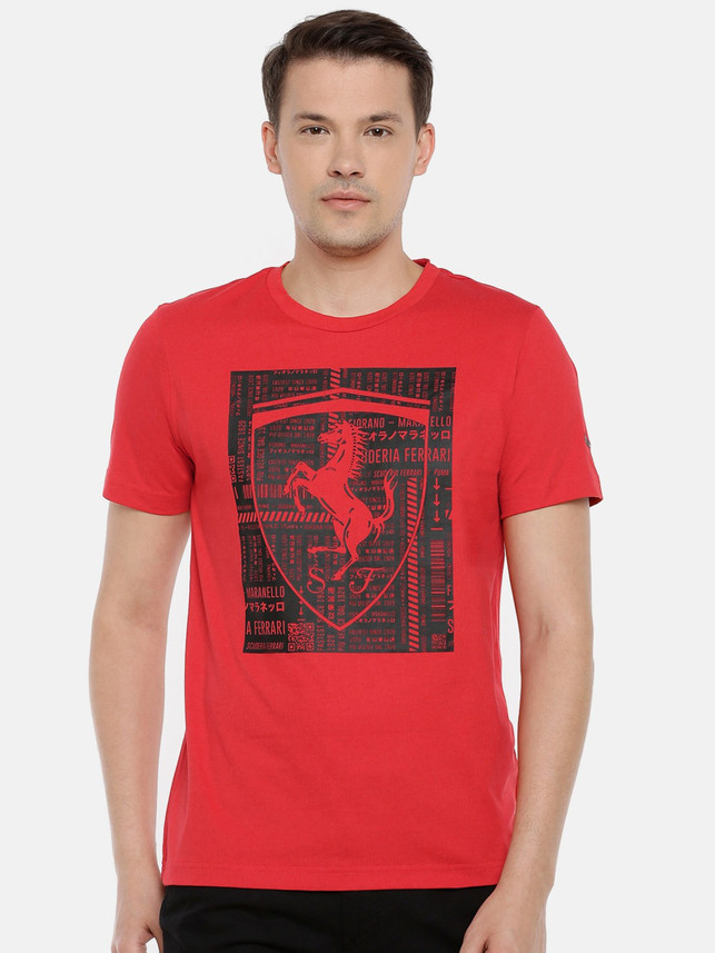 Puma Printed Men Round Neck Red T-Shirt 