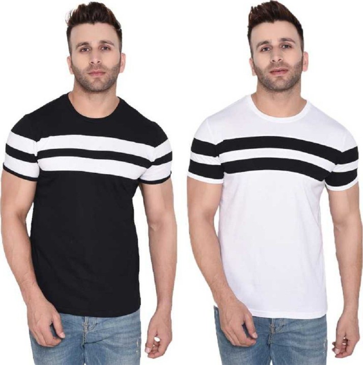 black and white striped t shirt flipkart