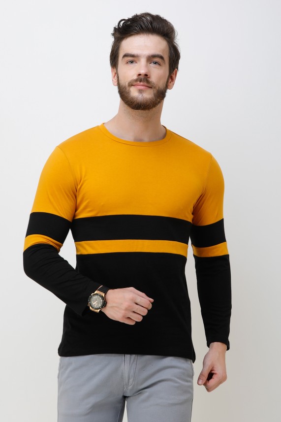 black and yellow striped t shirt