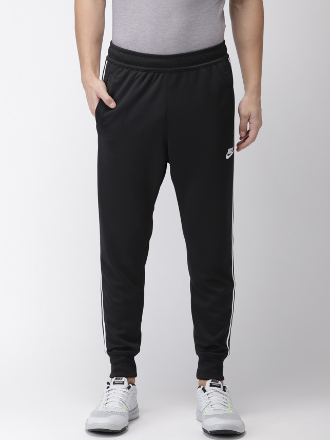 nike solid men black track pants