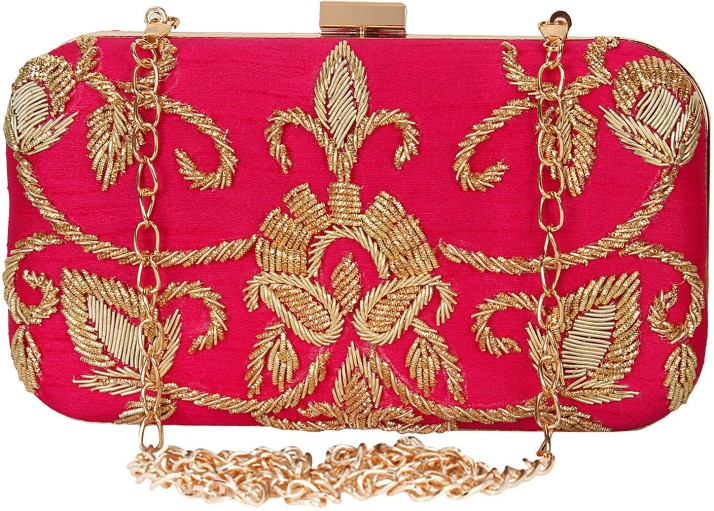 pink and gold clutch