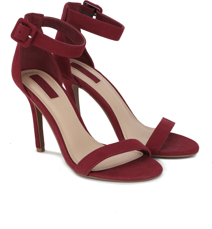 maroon strappy heels