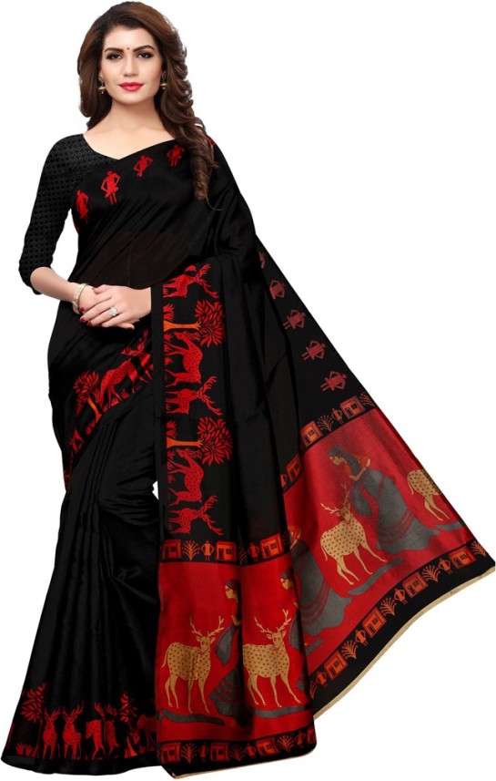 red and black saree flipkart