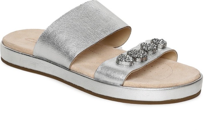 clarks silver flats