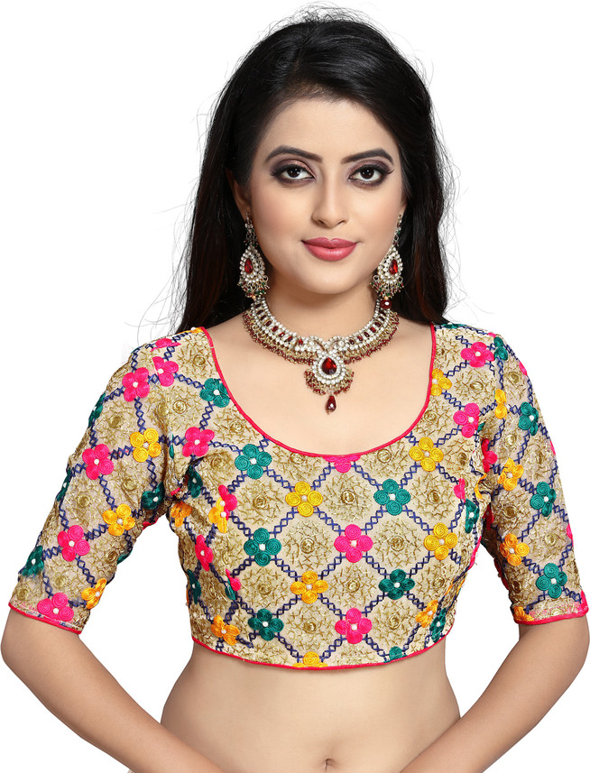 Art Silk Embroidered Blouse Material