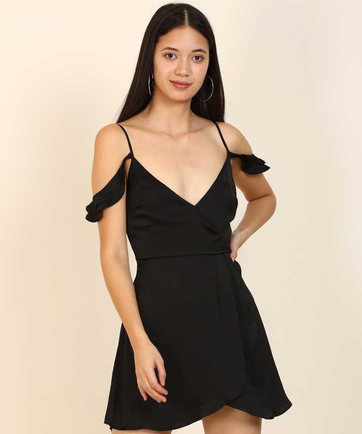 Forever 21 Women Wrap Black Dress Buy Forever 21 Women Wrap Black Dress Online At Best Prices In India Flipkart Com