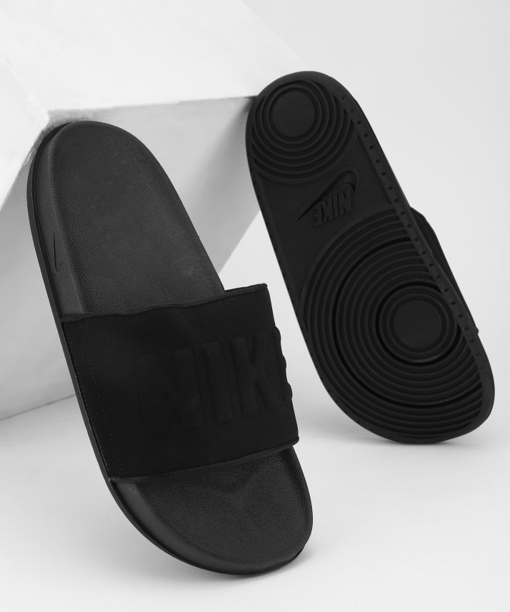 nike slides black and black