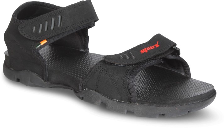 sparx men black sandals