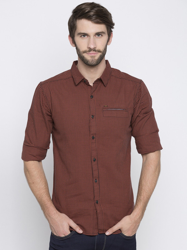 Spykar Men Checkered Casual Black Shirt 