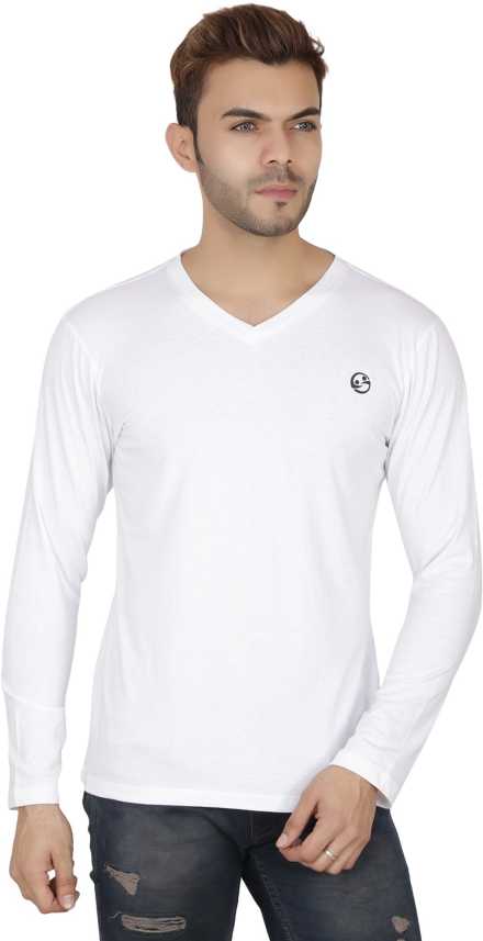 SHELLOCKS Solid Men V Neck White T-Shirt - Buy SHELLOCKS Solid Men V Neck White T-Shirt Online at Best Prices India | Flipkart.com