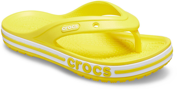yellow croc flip flops