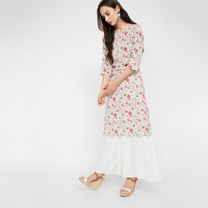 Melange printed straight kurta clearance