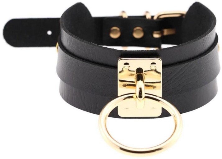 leather and gold choker