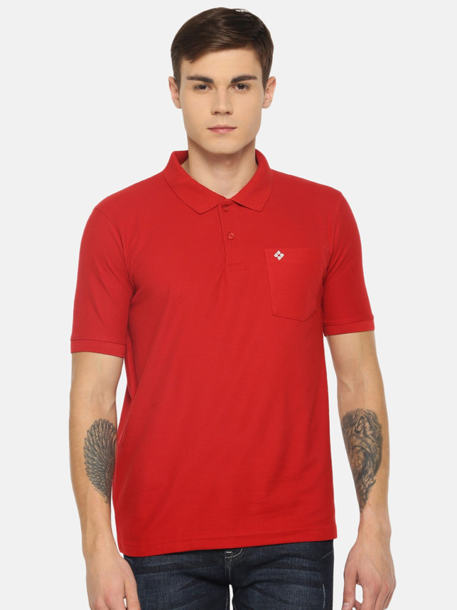 Dollar Bigboss Solid Men Polo Neck Red 