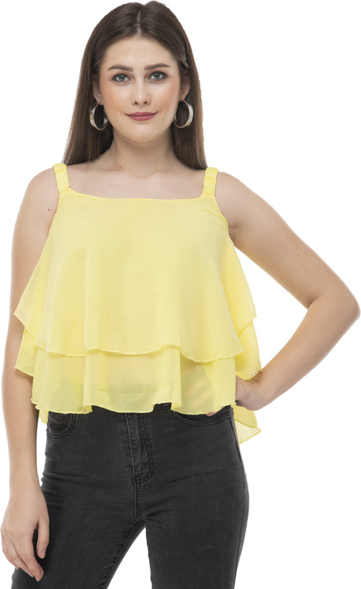 yellow sleeveless top