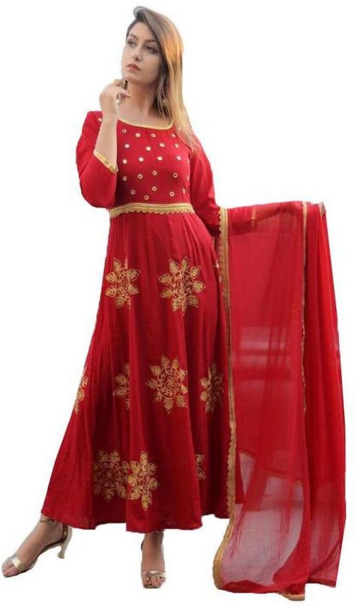 flipkart long dress with dupatta