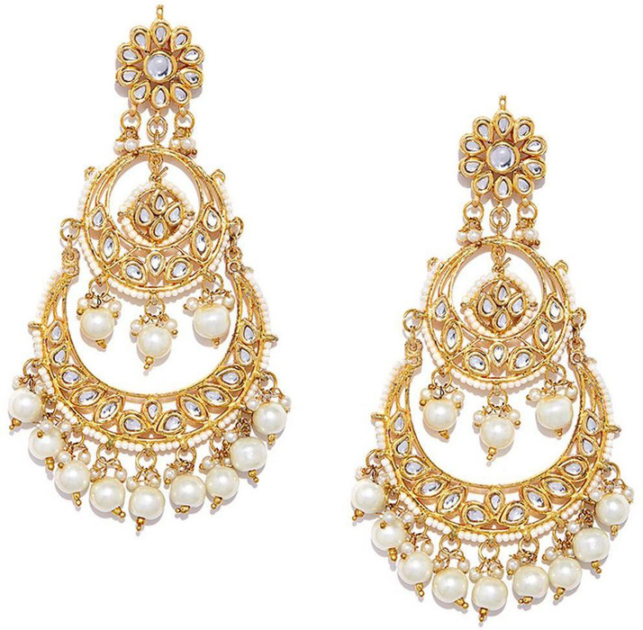 Kundan Chaandbali earrings ,Gold plated 