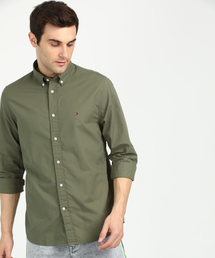 olive green tommy hilfiger shirt