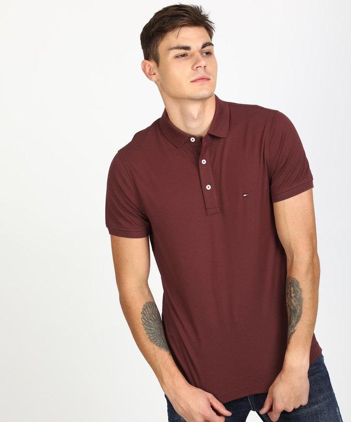 tommy hilfiger maroon t shirt