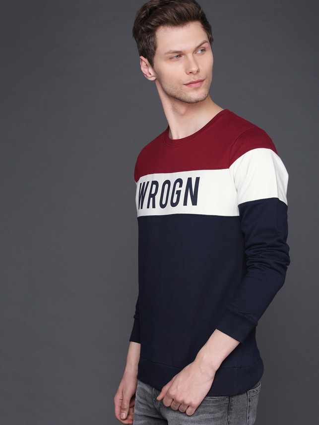 Full Sleeve Color Block Men Sweatshirt 
