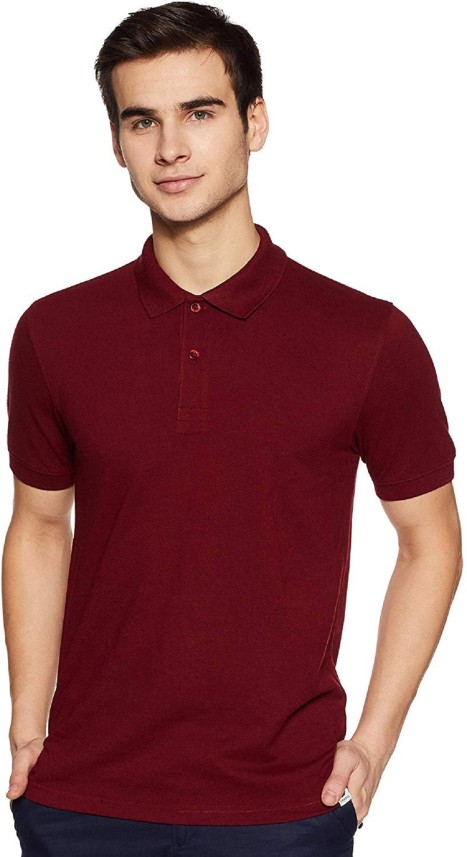 maroon collared shirt