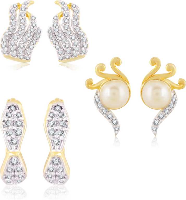 Flipkart.com - Buy Creation Plaisir Round Studs Earrings For Women | Women's  Earrings | Earrings for Women Traditional | Set of 3 Cubic Zirconia Brass  Earring Set Online at Best Prices in India