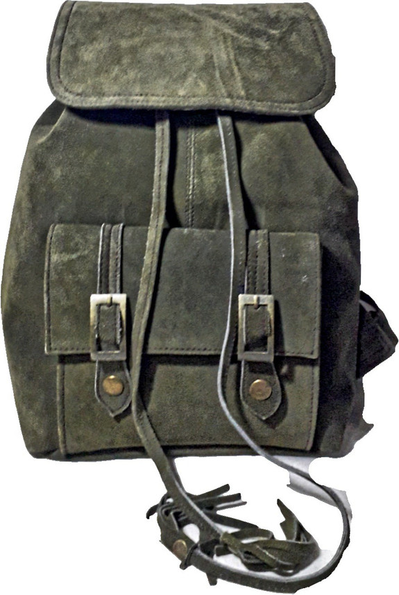 green suede backpack