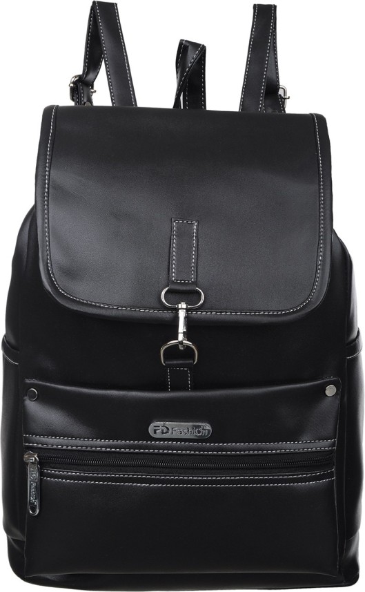 black branded backpack