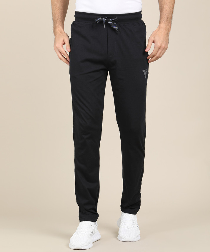 VAN HEUSEN Solid Men Black Track Pants 