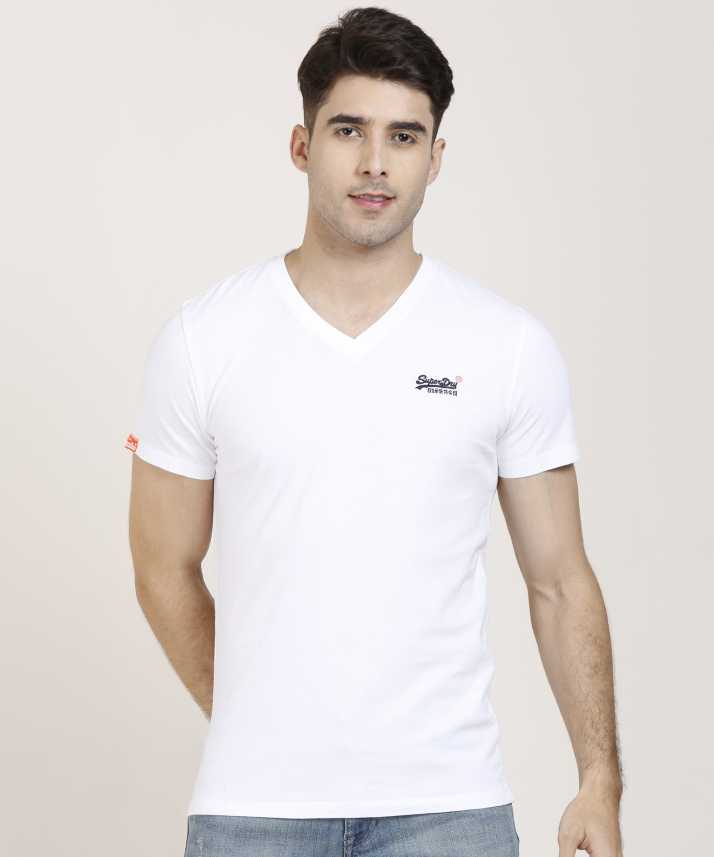 Superdry Men V Neck White T-Shirt - Buy Superdry Solid Men V Neck White T-Shirt Online at Best Prices in India | Flipkart.com