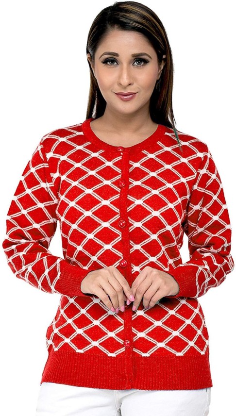 red checkered sweater