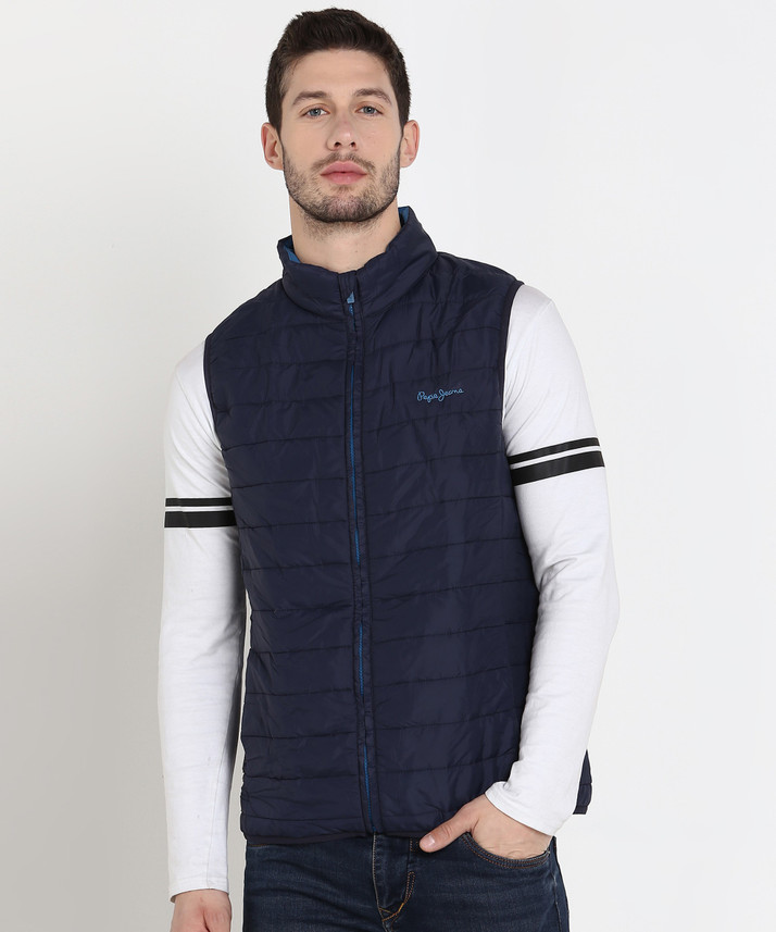 pepe jeans sleeveless solid men's jacket