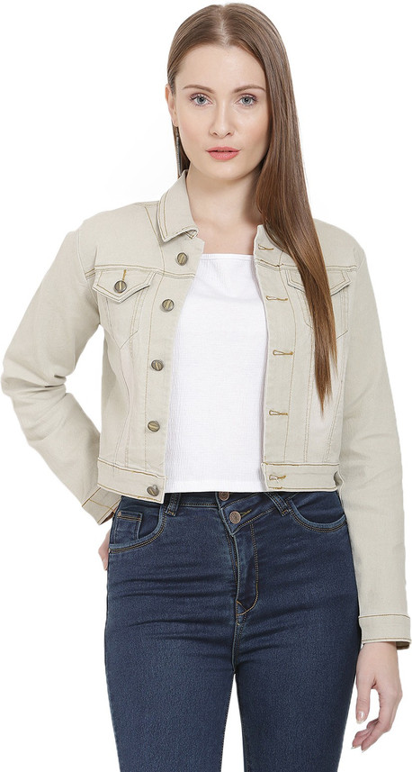 Sleeve Washed Women Denim Jacket 