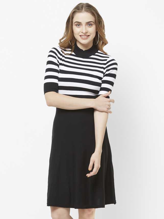 Bebe Women A Line Black White Dress Buy Bebe Women A Line Black White Dress Online At Best Prices In India Flipkart Com