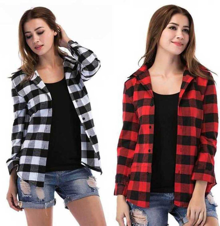 red black check shirt womens india