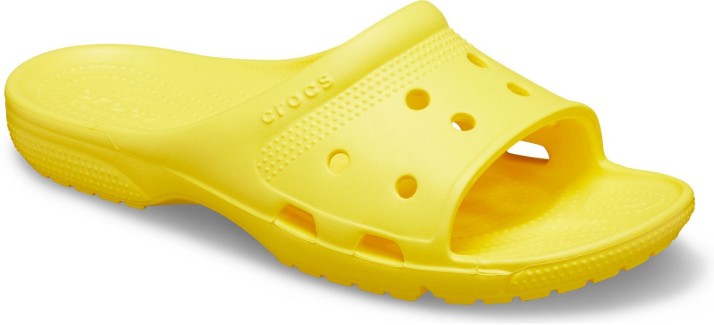 yellow croc flip flops