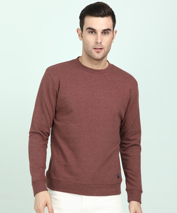 wrangler full sleeve solid men's sweatshirt