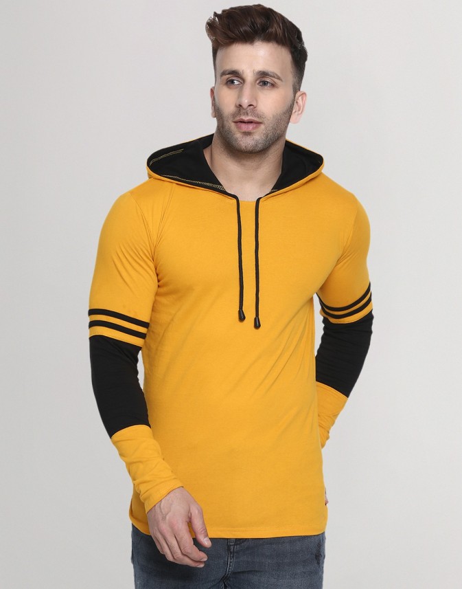 yellow hooded shirt