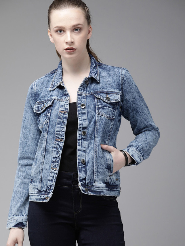 Full Sleeve Solid Women Denim Jacket 