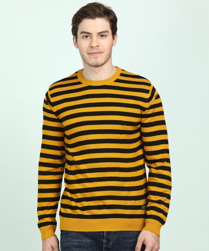 orange and yellow striped sweater