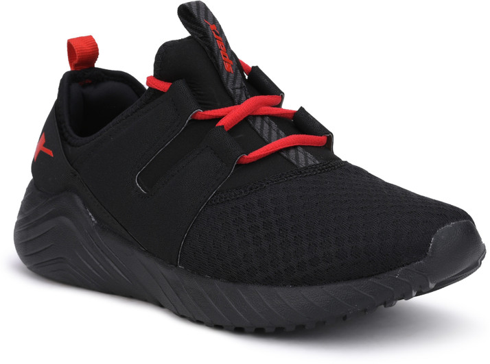 sparx men's black and red running shoes