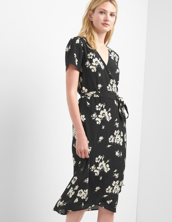 gap black wrap dress