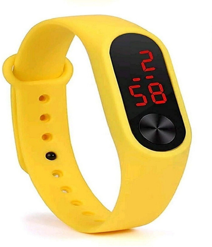 yellow digital watch