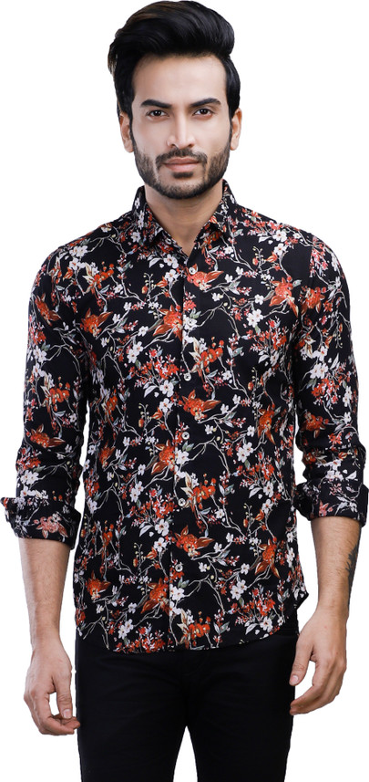 Men Floral Print Casual Red 