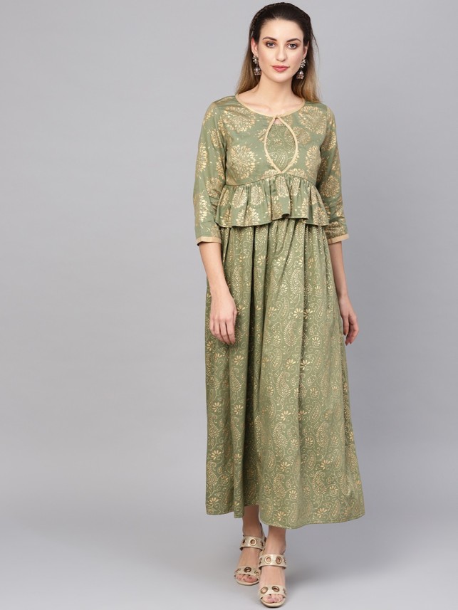 aks women's maxi green dress