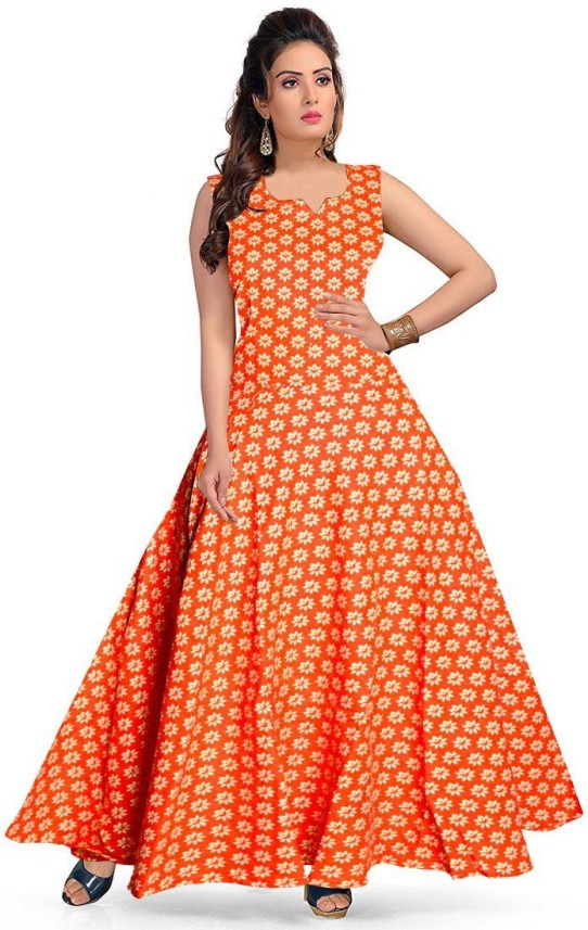 flipkart long frocks for womens