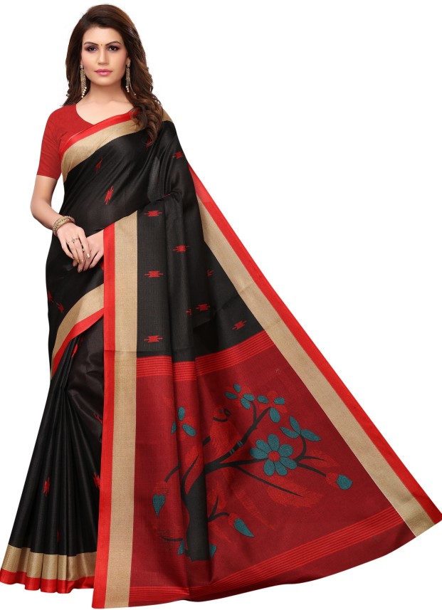 red and black saree flipkart