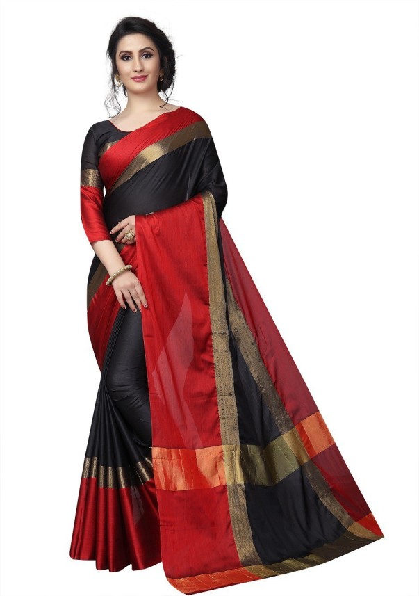 red and black saree flipkart