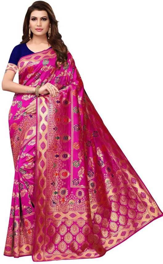 Buy Owee Self Design Banarasi Jacquard Pink Sarees Online Best Price In India Flipkart Com